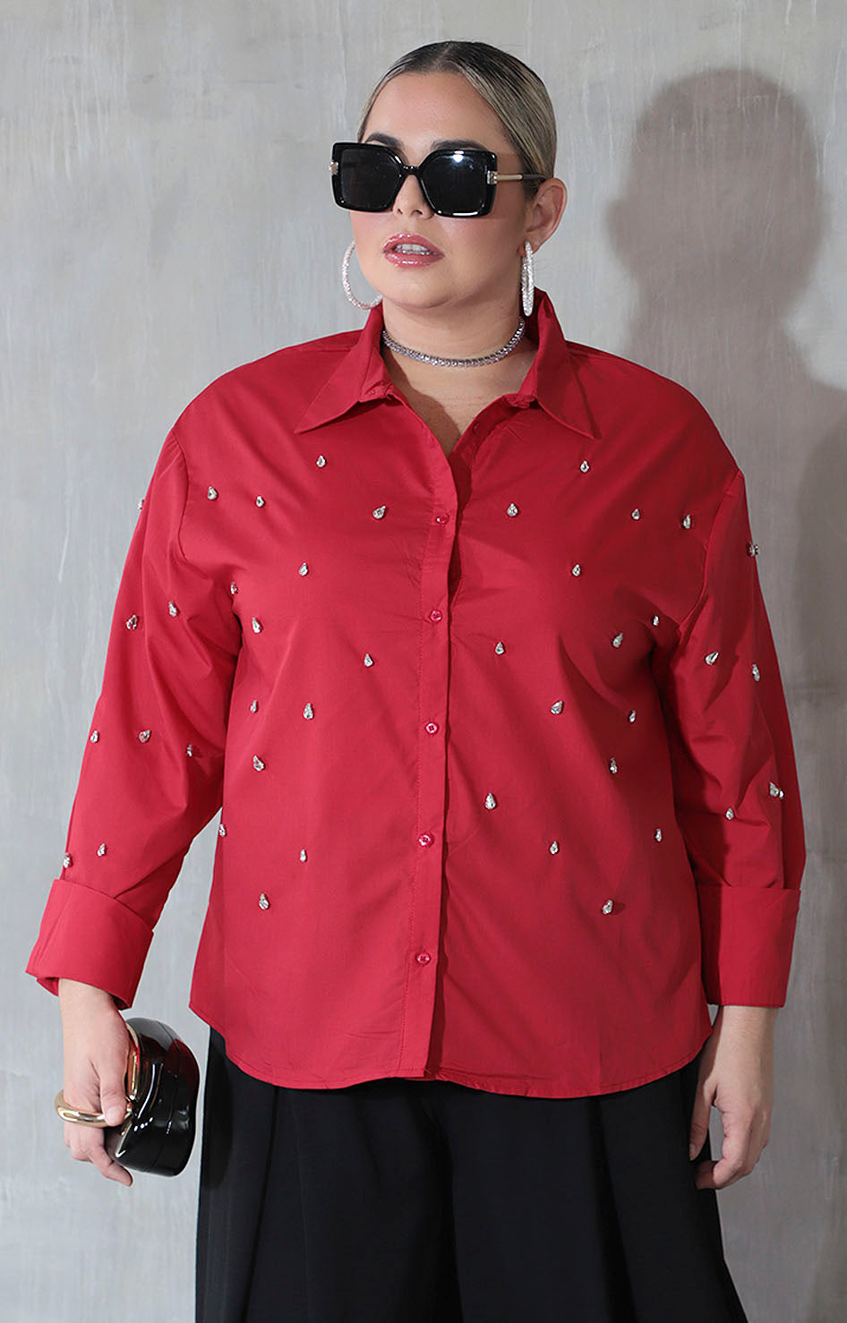 Camisera roja con pedrería - BLUSA XL Boutiquemirel 