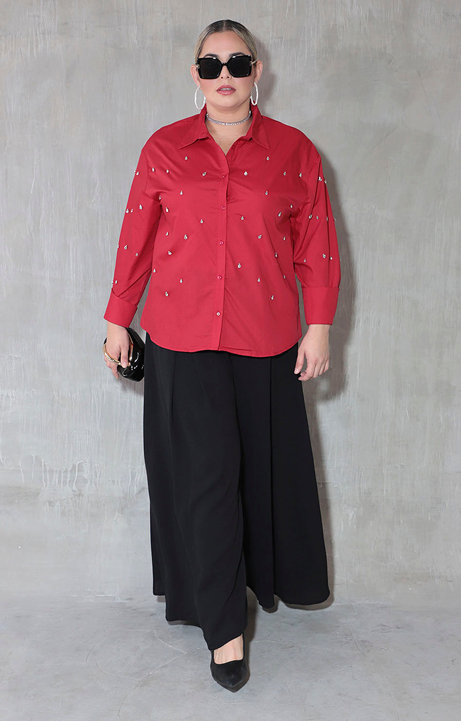 Camisera roja con pedrería - BLUSA XL Boutiquemirel 