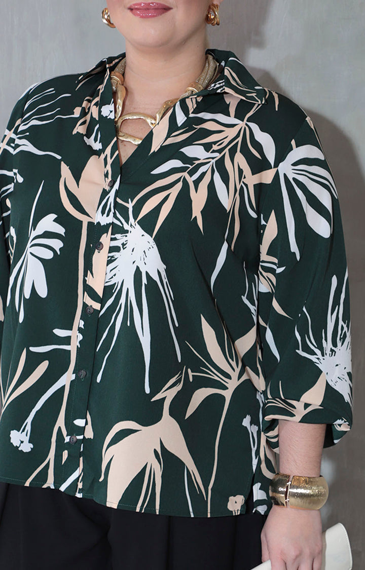 Camisera verde con hojas - BLUSA XL Boutiquemirel 