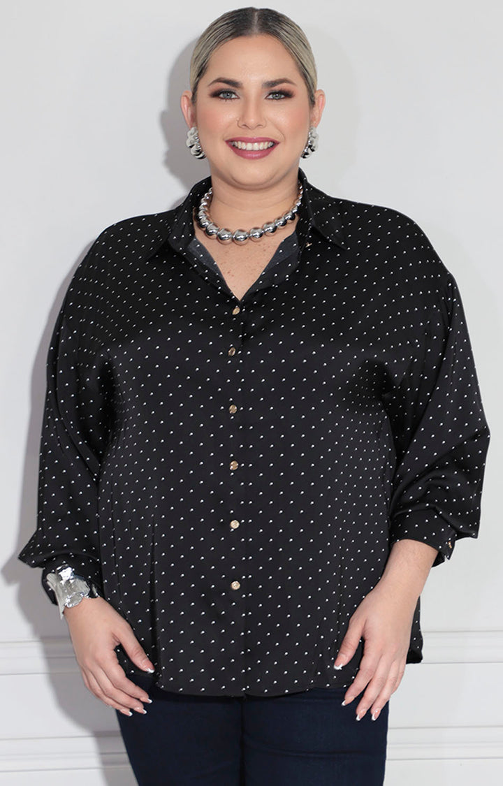 Camisera negra polka-dots