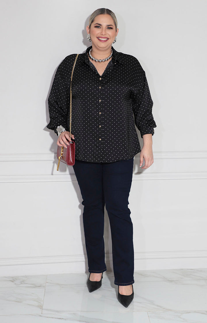 Camisera negra polka-dots