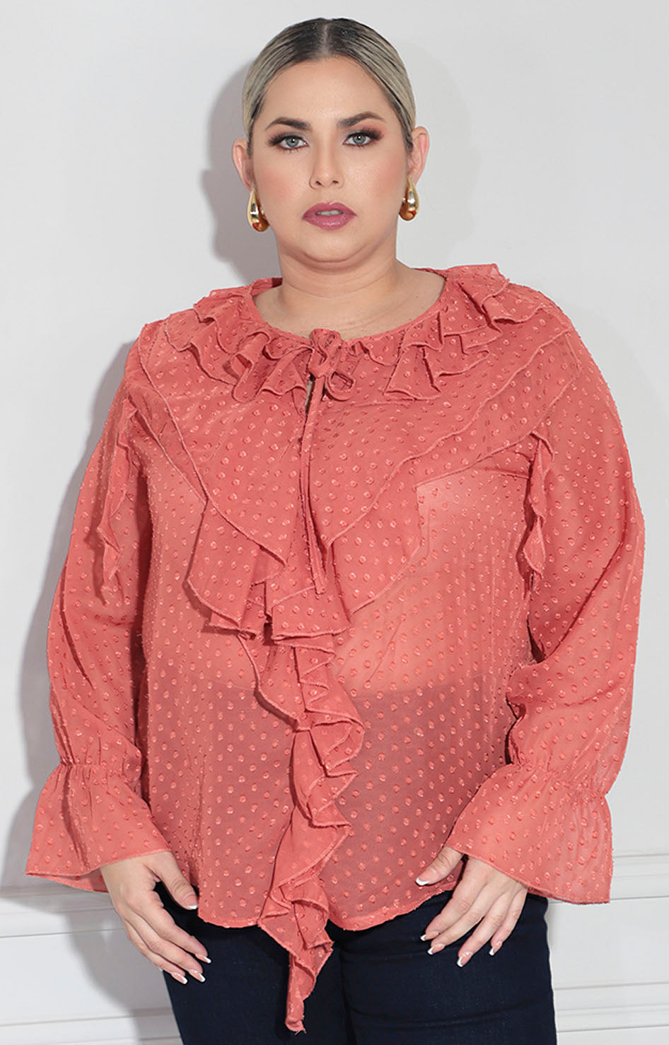 Blusa chedrón texturizada