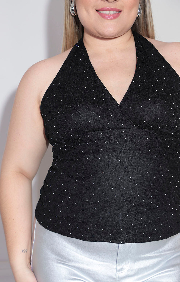 Blusa negra con brillos