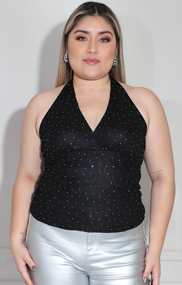 Blusa negra con brillos
