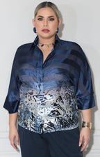 Blusa azul estampada - BLUSA XL Boutiquemirel 