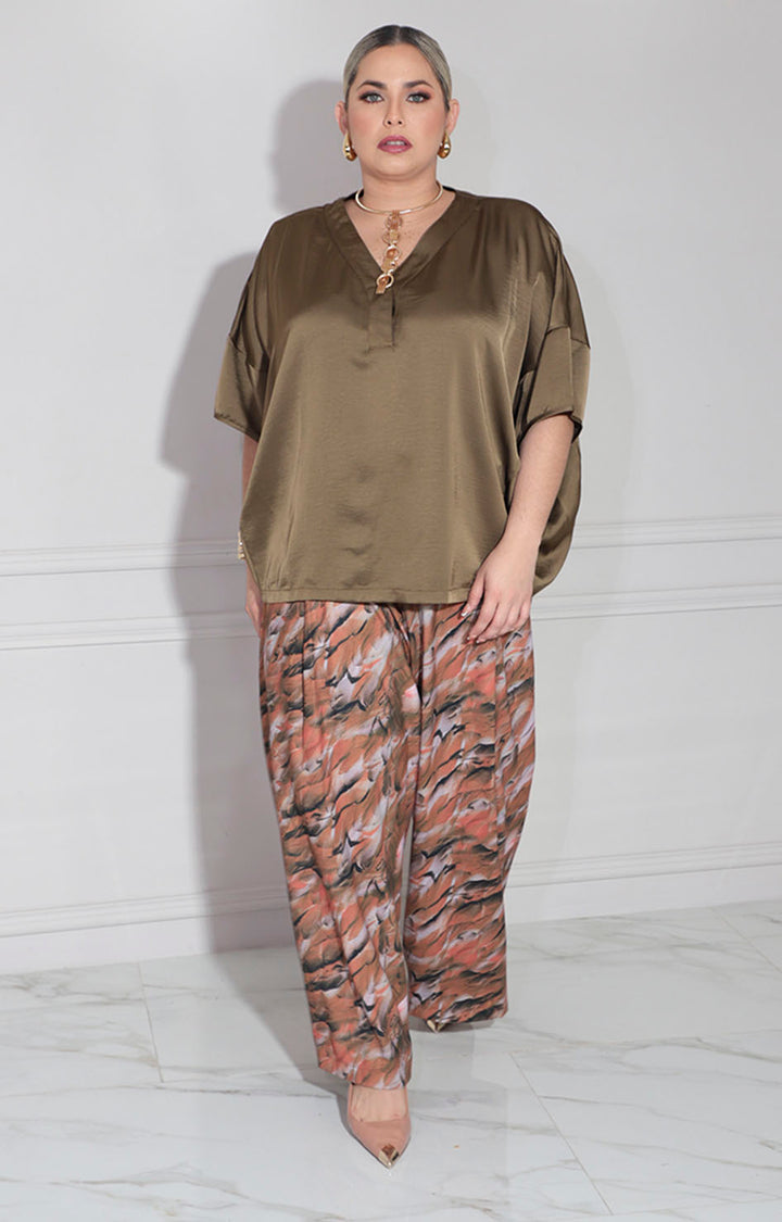 Blusa verde satinada