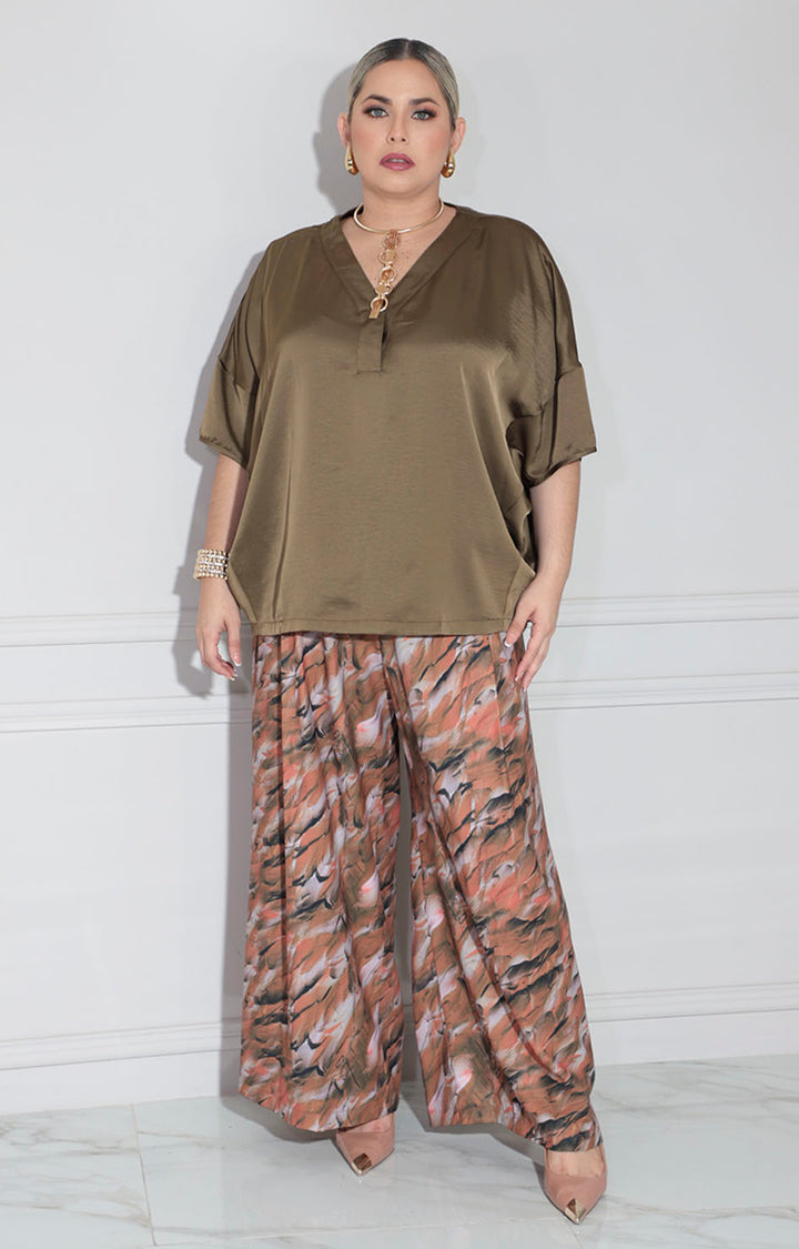 Blusa verde satinada