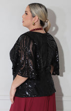 Blusa negra con lentejuela - BLUSA XL Boutiquemirel 