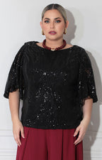 Blusa negra con lentejuela - BLUSA XL Boutiquemirel 