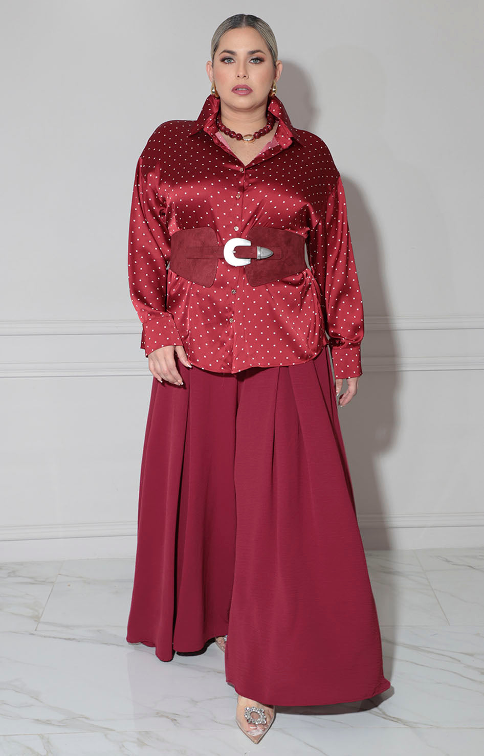 Camisera vino polka-dots