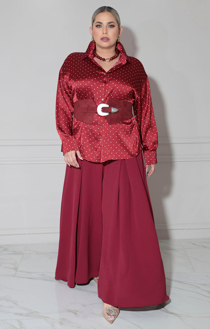 Camisera vino polka-dots