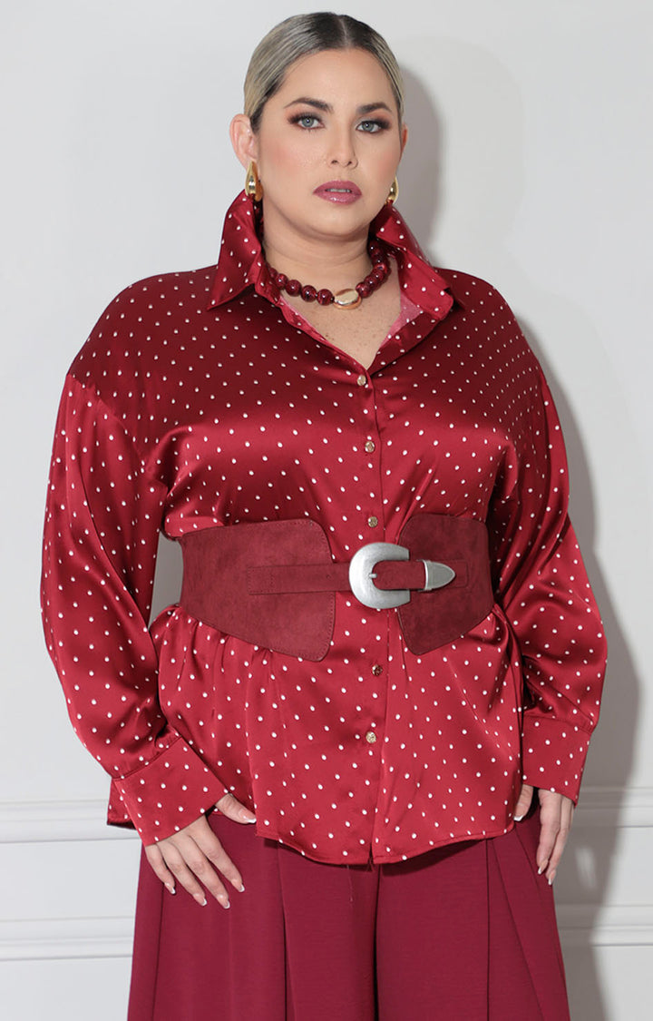 Camisera vino polka-dots