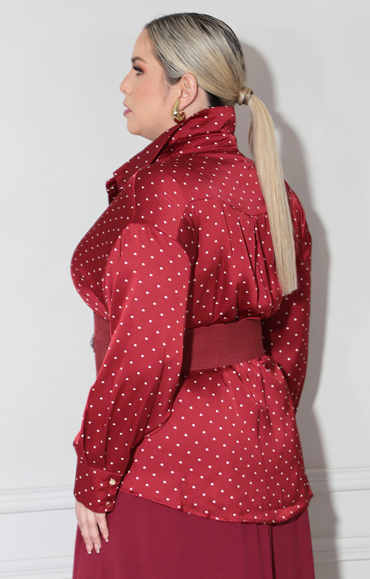 Camisera vino polka-dots