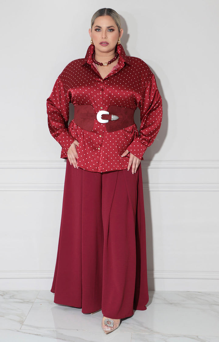 Camisera vino polka-dots