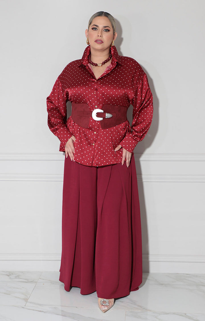 Camisera vino polka-dots