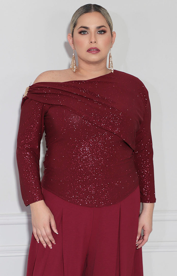 Blusa vino brillosa