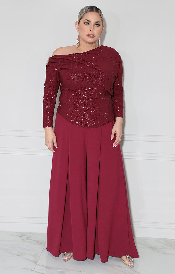 Blusa vino brillosa