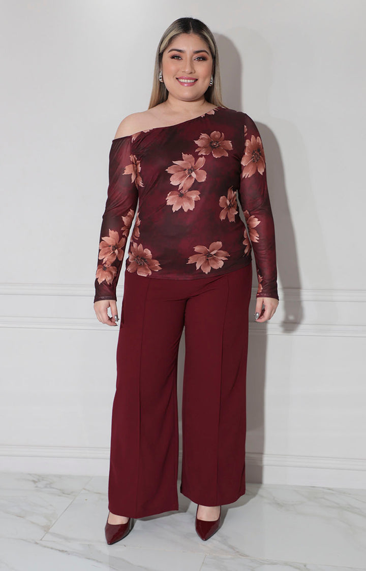 Blusa vino en mesh