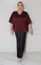 Blusa vino satinada - BLUSA XL Boutiquemirel 