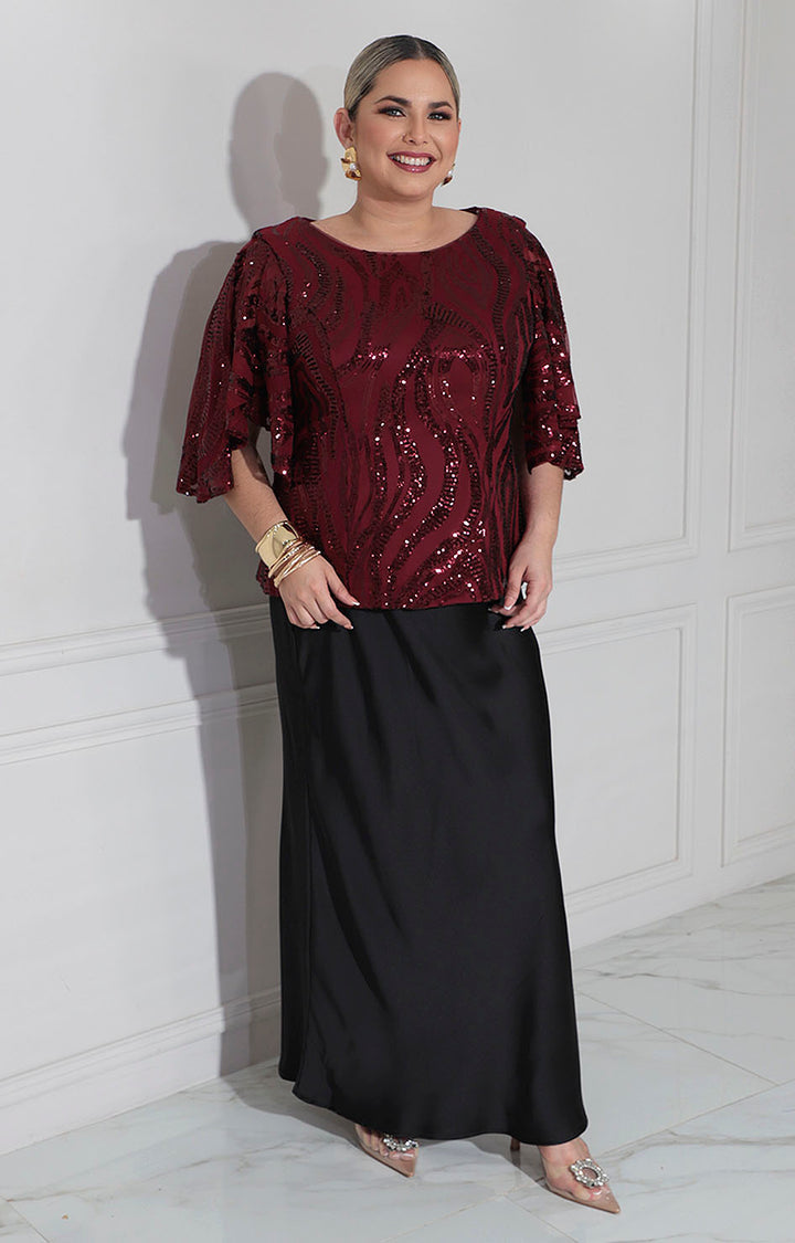 Blusa vino con lentejuela