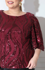 Blusa vino con lentejuela - BLUSA XL Boutiquemirel 