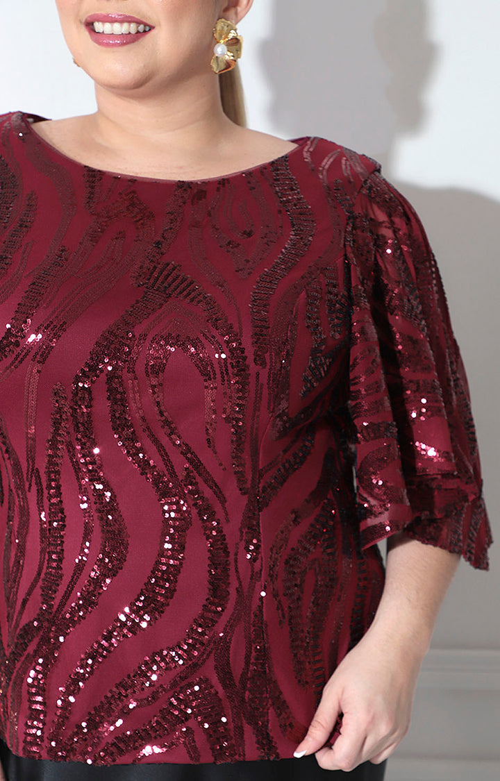 Blusa vino con lentejuela