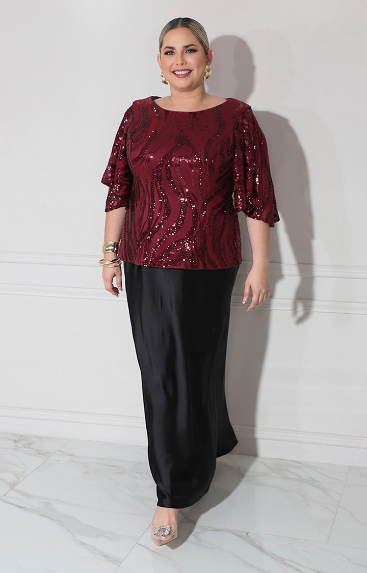 Blusa vino con lentejuela