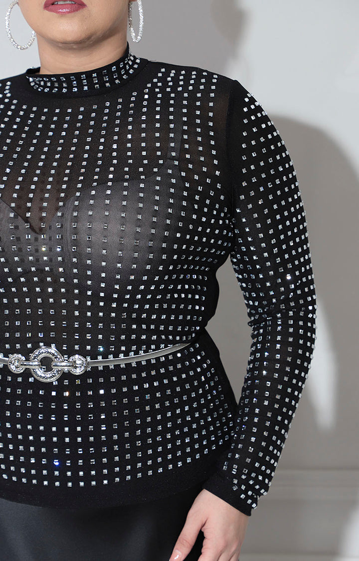 Blusa negra con brillos