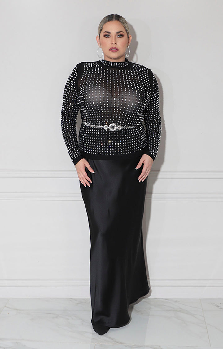 Blusa negra con brillos