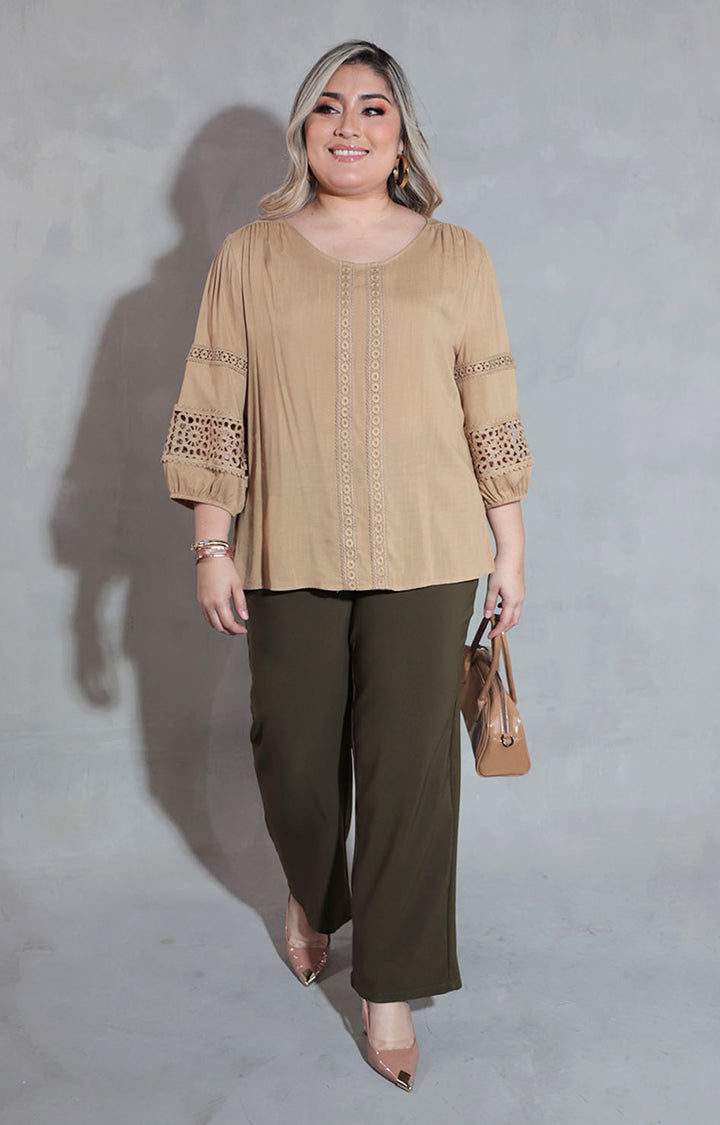 Blusa beige bordada - BLUSA XL Boutiquemirel 