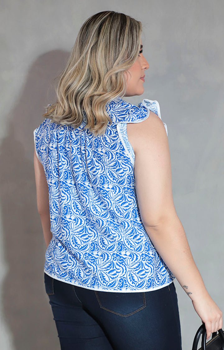 Blusa azul estampada - BLUSA XL Boutiquemirel 