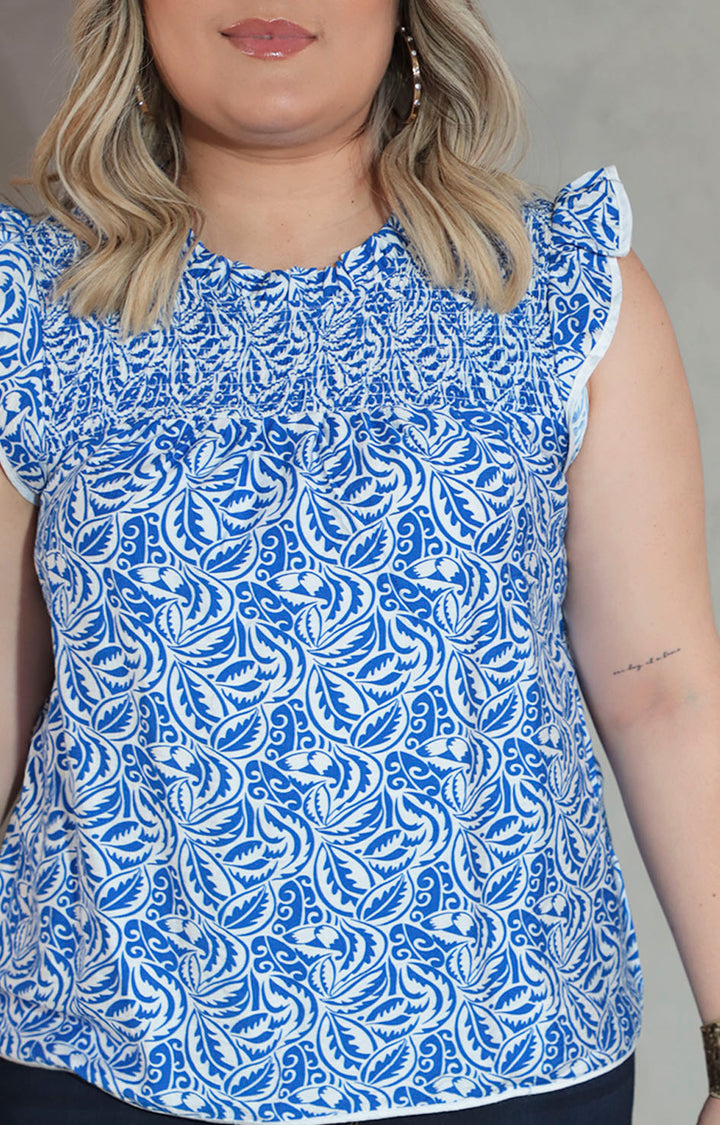 Blusa azul estampada - BLUSA XL Boutiquemirel 