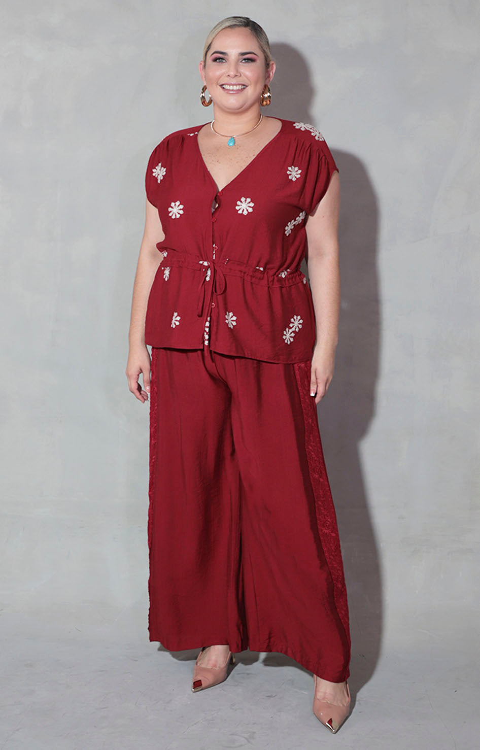 Blusa vino con flores - BLUSA XL Boutiquemirel 