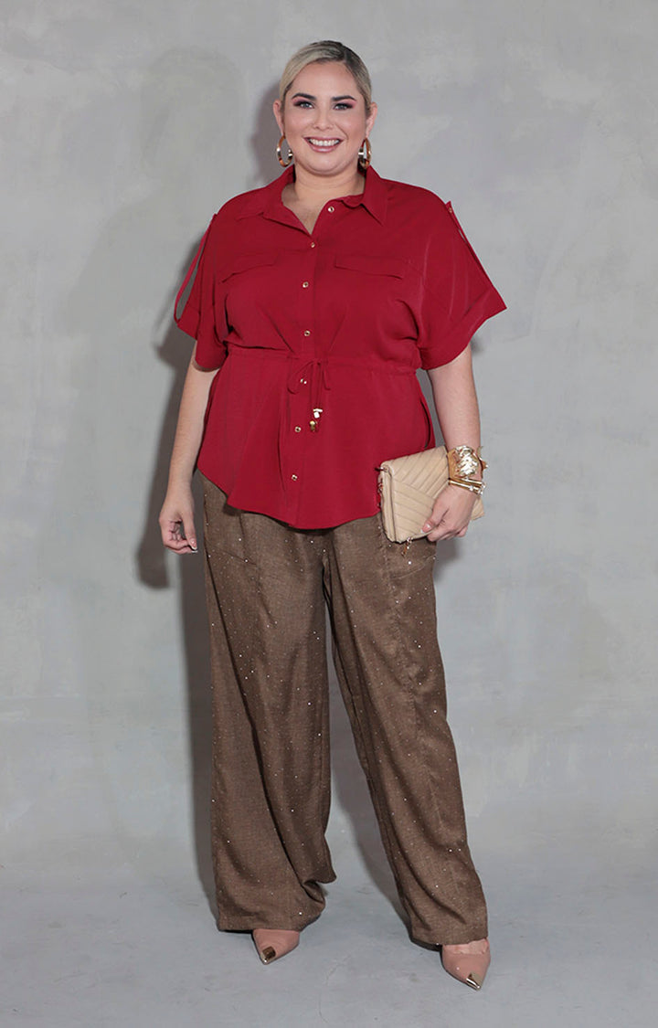 Camisera con lazos guinda - BLUSA Boutiquemirel 