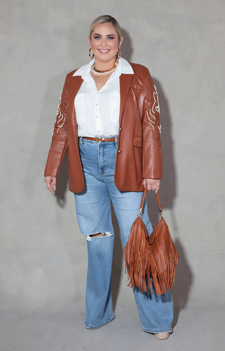 Blazer de vinipiel caramelo - CHAMARRA xl Boutiquemirel 