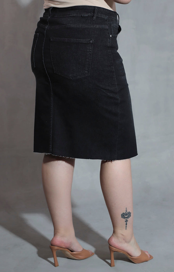 Falda negra de mezclilla con abertura frontal - FALDA XL Boutiquemirel 