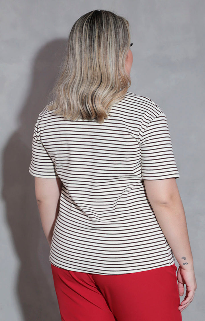 Blusa beige con líneas - BLUSA XL Boutiquemirel 