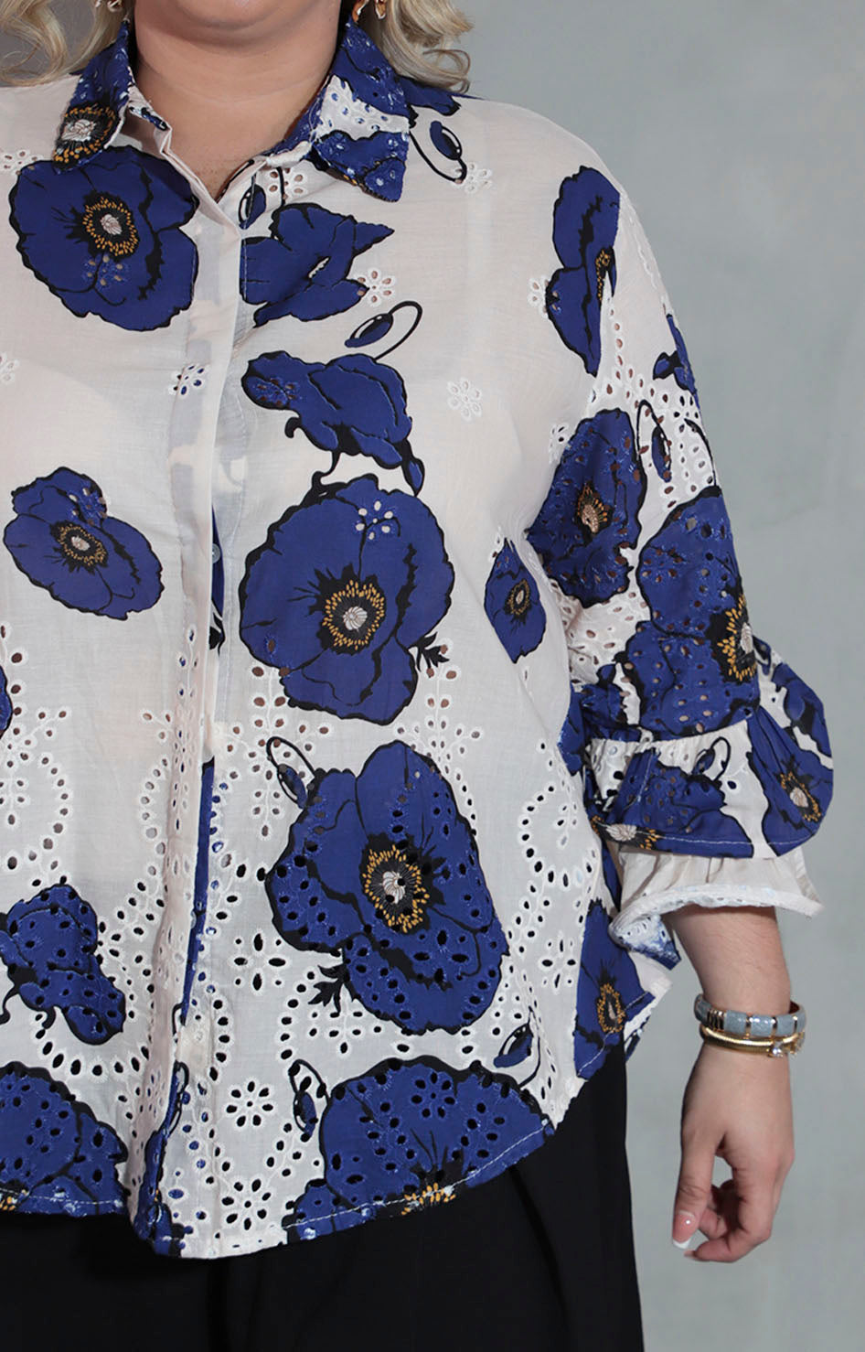Blusa beige con flores - BLUSA XL Boutiquemirel 