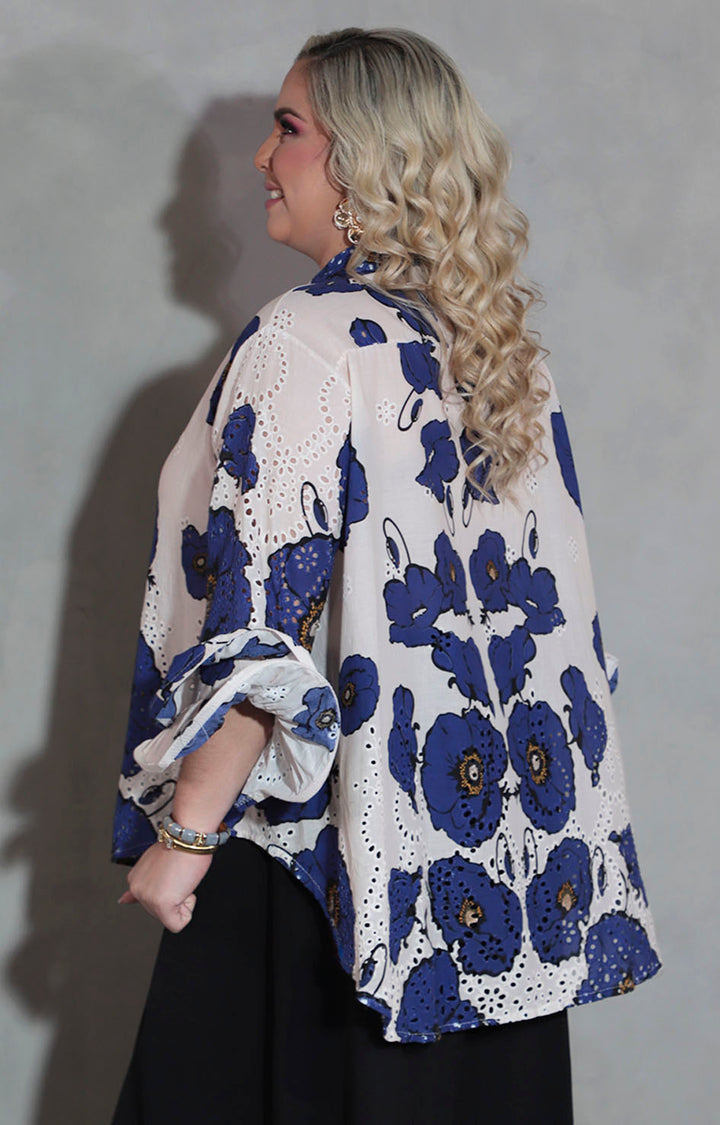 Blusa beige con flores - BLUSA XL Boutiquemirel 
