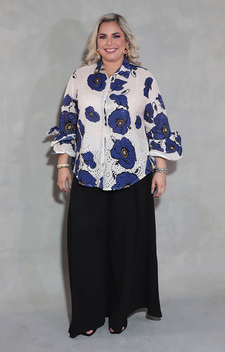 Blusa beige con flores - BLUSA XL Boutiquemirel 