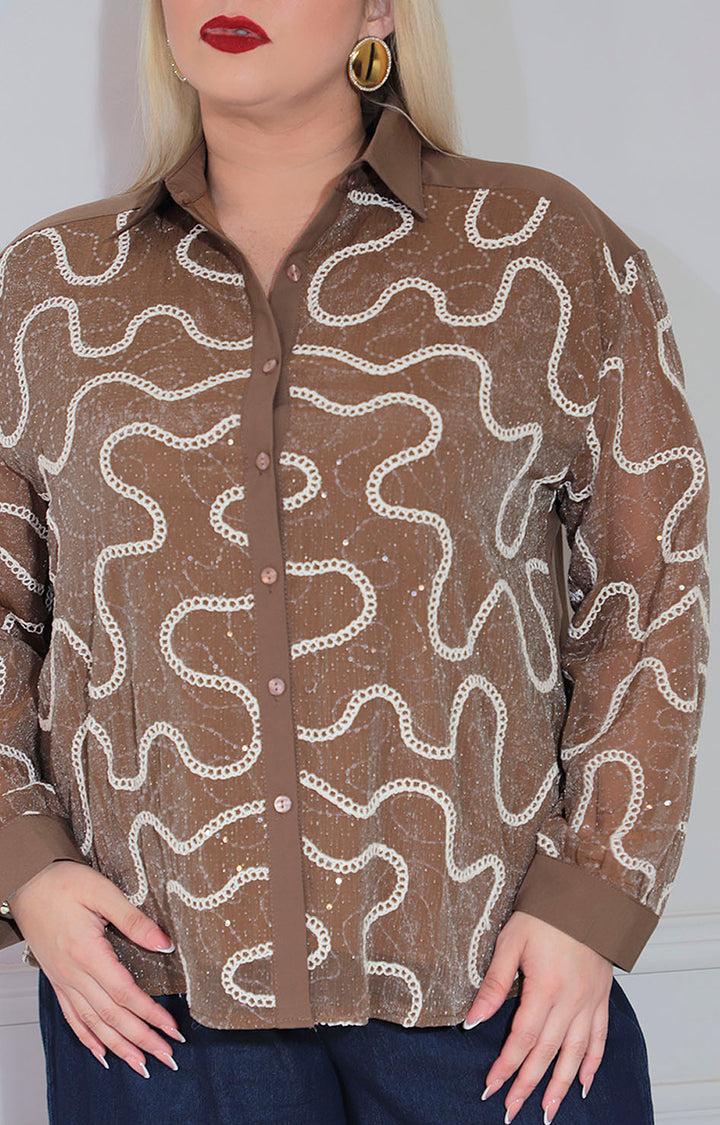 Blusa café estampada