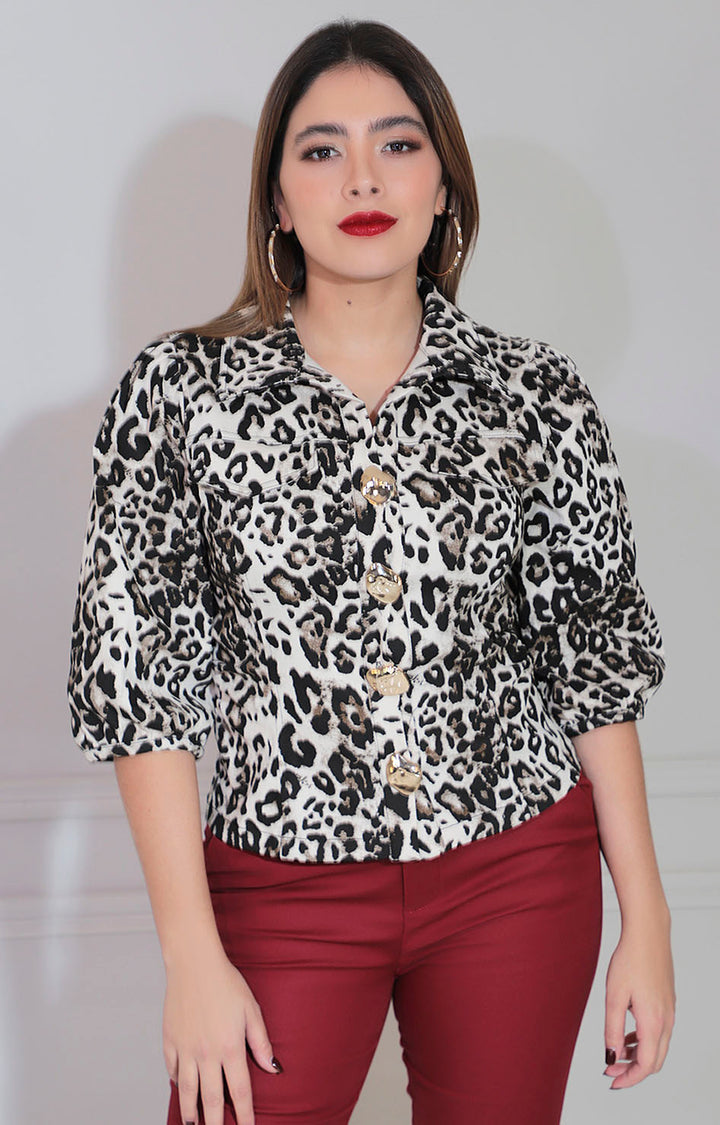 Blusa café cheeta