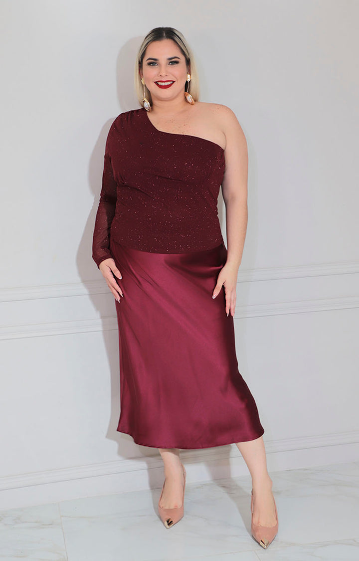 Blusa vino asimétrica