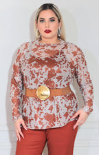 Blusa café print - BLUSA XL Boutiquemirel 