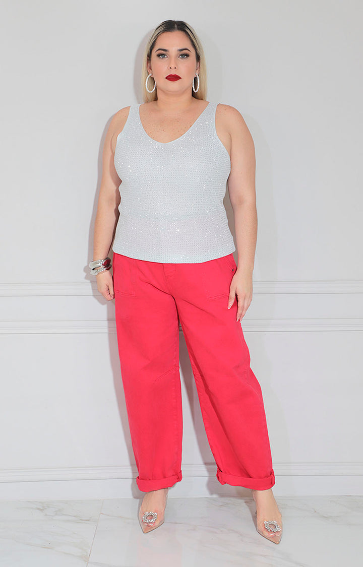 Blusa gris con brillos