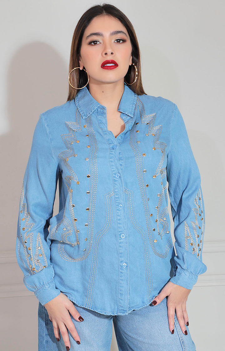 Camisera azul denim