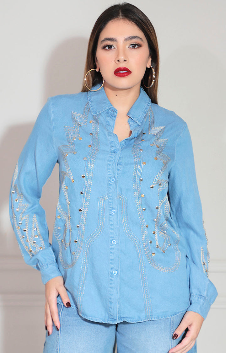 Camisera azul denim