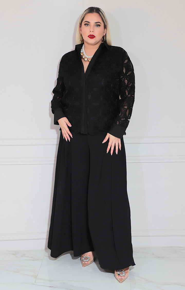 Blusa negra de guipiur