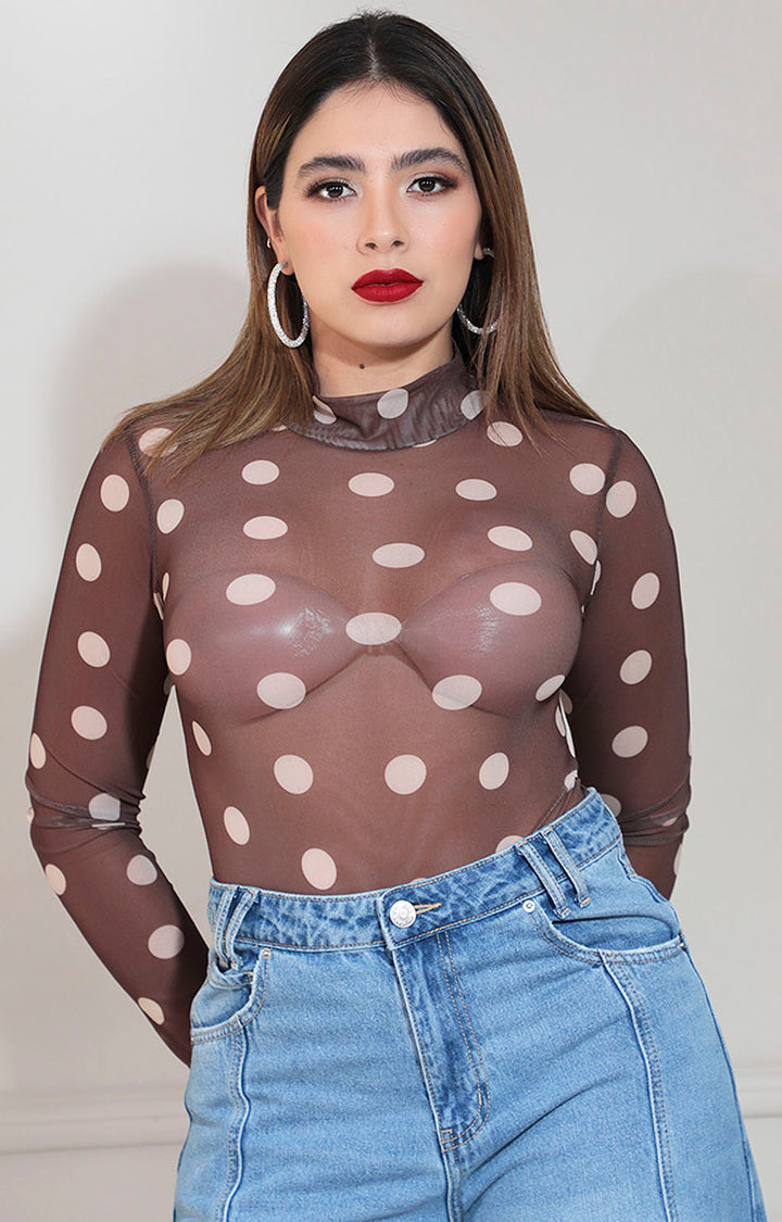 Blusa café estampada