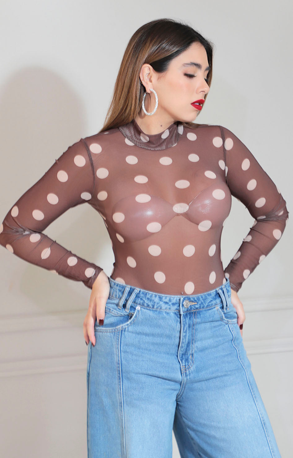 Blusa café estampada